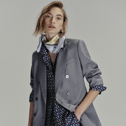 レジナ] ピュア ヴァージンウール ダブルブレスト コート, dark grey